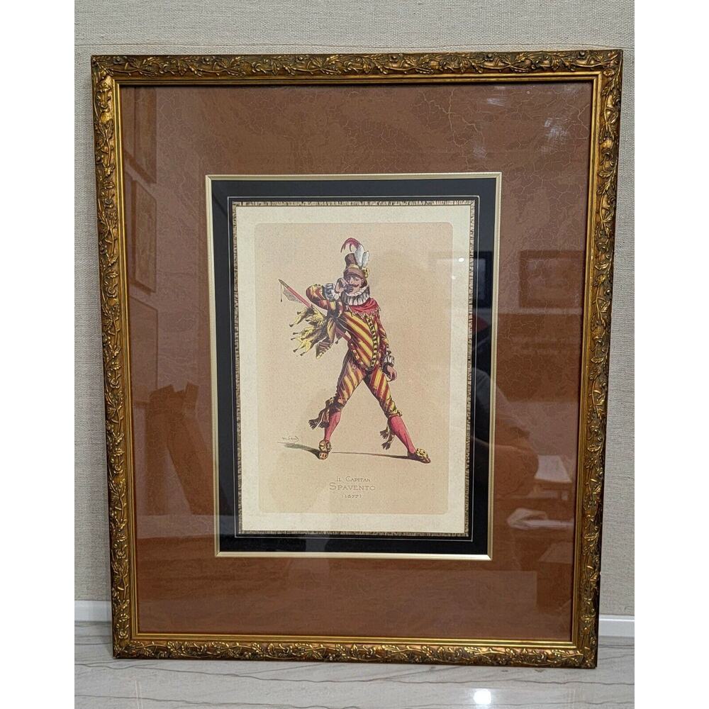 Vintage EL CAPITAN SPAVENTO M. Saud Lithograph Matted Gold Framed 17 x 21
